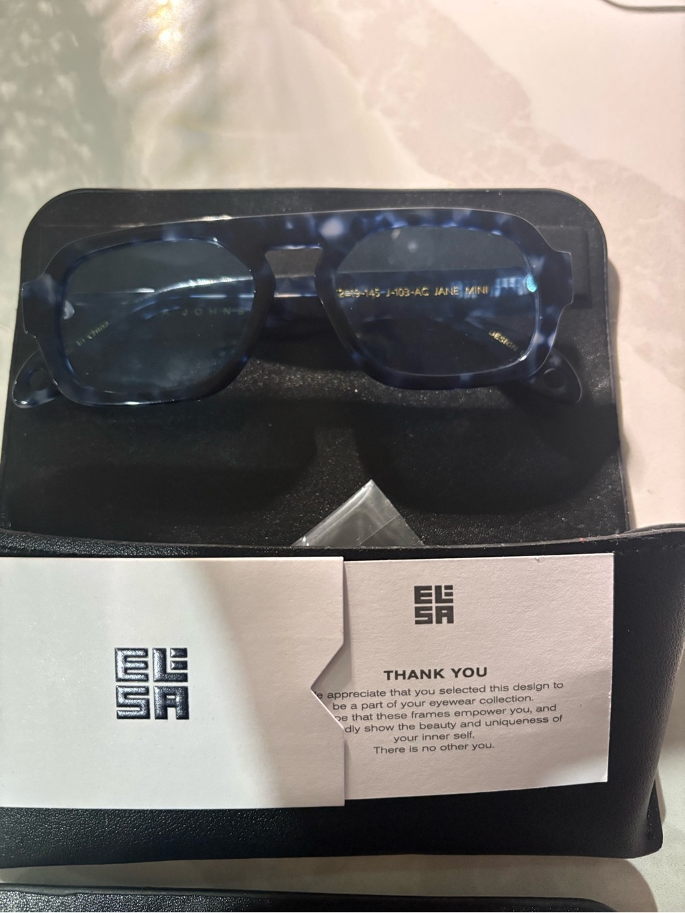 Elisa Johnson Mini Blue Tortoiseshell Sunglasses - Modern Square Frame